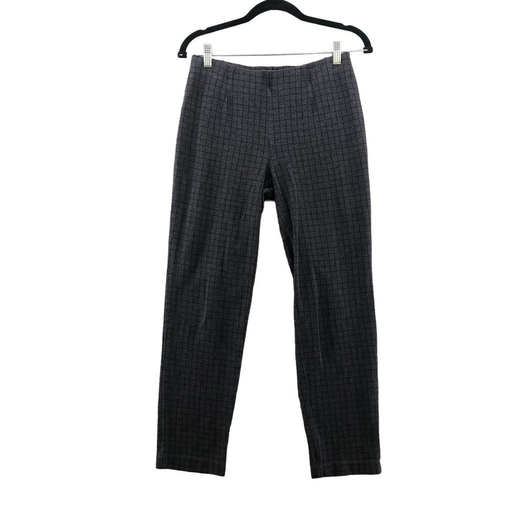 J. Jill Pull On Dress Pants Womens S Gray Plaid Slim Fit Ponte Mid Rise Stretch